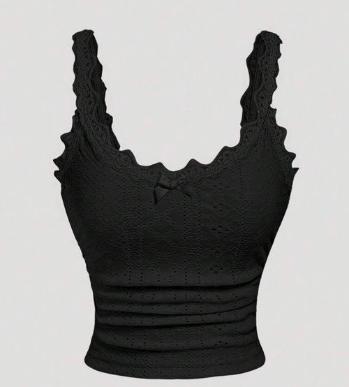 BRODERIE SINGLET — BLACK