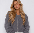 SWEET ZIP CARDI — GREY.